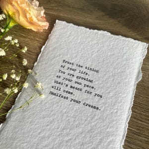 I Trust My Journey Manifestation Print — Hand-Typed on Cotton Deckled Paper | Inspirational Quote | Vintage Typewriter Art 4x6 (A6)