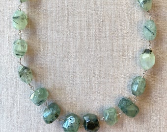 Green Faceted Prehnite Beads with Sheperd's Hook Clasp