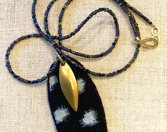 Beaded 24 Inch Necklace with Handmade Pendant