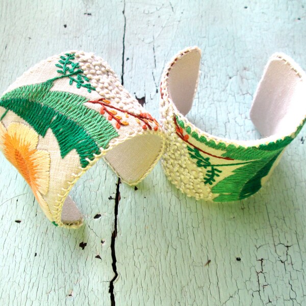 Embroidered Cuffs - Repurposed Vintage