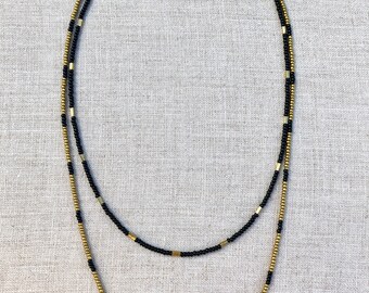 Gold and Black Double Beaded Necklace