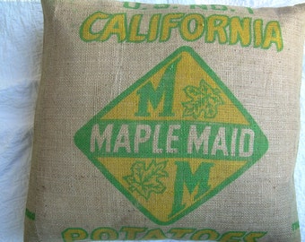 Burlap Pillow Sham - 26" Repurposed  California Potato Sack