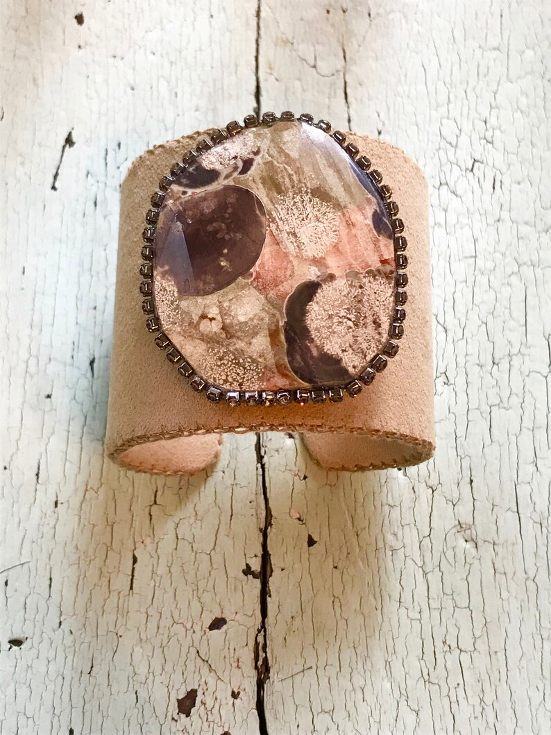 Faux Suede and Jasper Adjustable Cuff Bracelet
