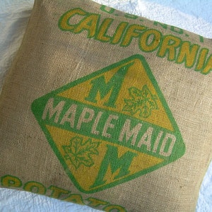 Burlap Pillow Sham 26 Repurposed California Potato Sack image 3