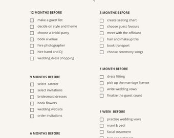 Printable My Wedding Checklist