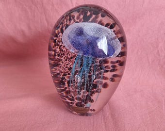 Handblown Art Glass Jellyfish Sculpture / Paperweight