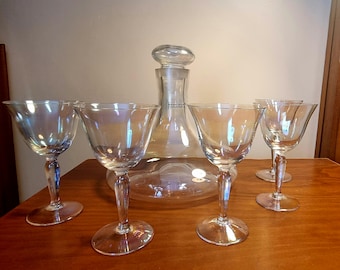 Mikasa Iridescent Decanter Set with 5 Glasses