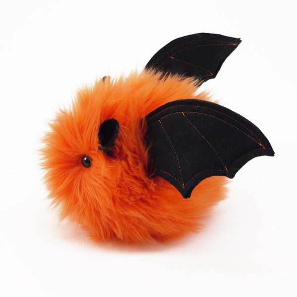 Stuffed Bat Stuffed Animal Cute Plush Toy Bat Luna the Orange Bat Fluffy Fuzzy Furry Snuggly Cuddly Faux Fur Halloween Toy Small 4x5 Inches