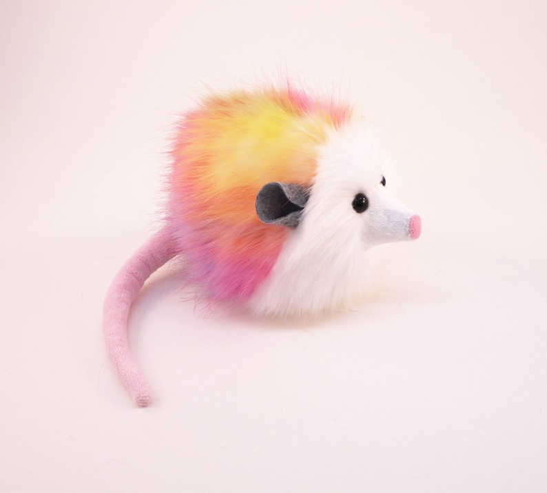 Easter Stuffed Animal Cute Plush Toy Opossum Kawaii Plushie Rainbow Prism Opossum Snuggly Cuddly Faux Possum Small, Medium, Large Sizes image 5