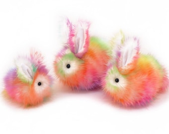 Rainbow Faux Fur Bunny Plush: Prism the Fuzziggle Stuffed Animal