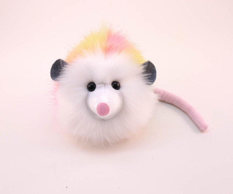 Easter Stuffed Animal Cute Plush Toy Opossum Kawaii Plushie Rainbow Prism Opossum Snuggly Cuddly Faux Possum Small, Medium, Large Sizes image 3