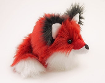 Poppy Red Fox Stuffed Animal Cute Fox Plush Toy Kawaii Plushie Holiday Gift Fluffy Faux Fur Toy Large Red Fox Softie 6x10 Inches