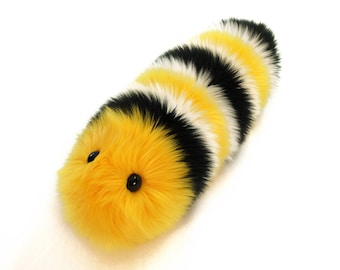 Stuffed Caterpillar Stuffed Animal Cute Plush Toy Kawaii Plushie Monte Monarch the Yellow & Black Snuggle Worm Faux Fur Toy Small, Med, Lg