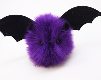 Stuffed Bat Stuffed Animal Cute Plush Toy Bat Kawaii Plushie Bella the Bat Purple Snuggly Cuddly Faux Fur Halloween Toy Small 4x5 Inches