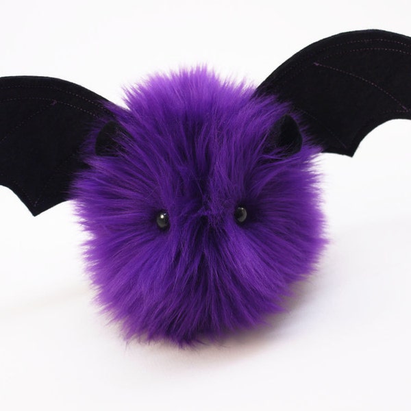 Stuffed Bat Stuffed Animal Cute Plush Toy Bat Kawaii Plushie Bella the Bat Purple Snuggly Cuddly Faux Fur Halloween Toy Small 4x5 Inches