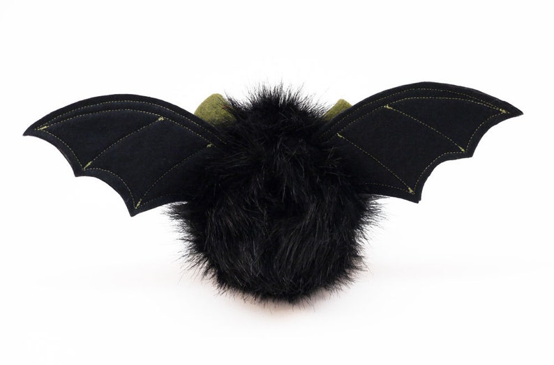 Stuffed Animal Stuffed Bat Cute Plush Toy Bat Kawaii Plushie Fang the Vampire Bat Black Fluffy Halloween Faux Fur Toy Small 4x5 Inches image 4