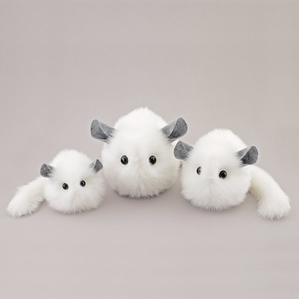Stuffed White Chinchilla Plush Toy: Bianca the Fuzziggle