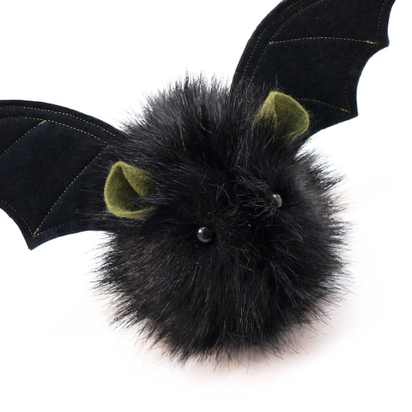 Stuffed Animal Stuffed Bat Cute Plush Toy Bat Kawaii Plushie Fang the Vampire Bat Black Fluffy Halloween Faux Fur Toy Small 4x5 Inches