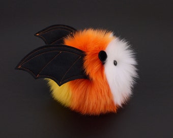 Fuzziggles Stuffed Bat Plushie: Candy Corn Vampire Bat Toy (4x5 Inches)