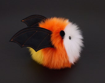 Fuzziggles Stuffed Bat Cute Plush Toy Bat Kawaii Plushie Corny the Candy Corn Vampire Bat Halloween Faux Fur Toy Small 4x5 Inches