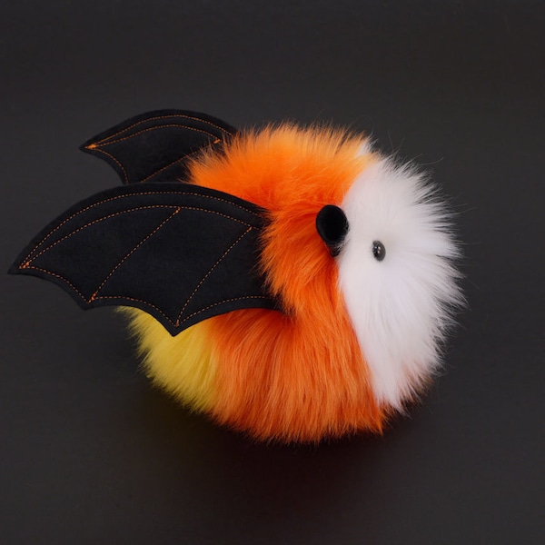 Fuzziggles Stuffed Bat Cute Plush Toy Bat Kawaii Plushie Corny the Candy Corn Vampire Bat Halloween Faux Fur Toy Small 4x5 Inches