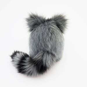 Raccoon Stuffed Animal Kawaii Plushie Gift Fluffy Faux Fur Toy Milo Cute Gray and Black Raccoon Plush Toy Large Woodland Softie 6x10 Inches image 3