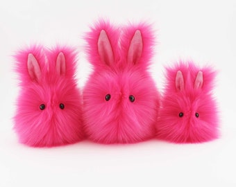 Hot Pink Easter Bunny Stuffed Animal Cute Plush Toy Petunia Bunny Rabbit Small, Medium, Large Sizes