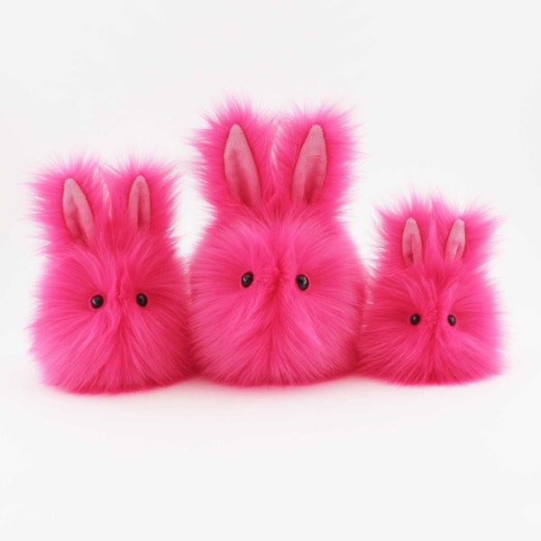 Hot Pink Easter Bunny Stuffed Animal Cute Plush Toy Petunia Bunny Rabbit Small, Medium, Large Sizes