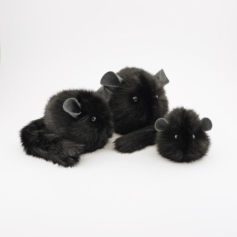 Stuffed Chinchilla Plush Toy Stuffed Animal Fuzziggles Ebony Small, Medium, and Large Sizes image 7