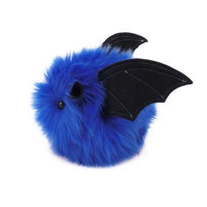 Stuffed Bat Halloween Toy Plush Blue Jet Small 4x5 Inches image 1