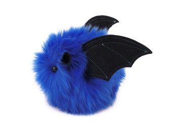 Stuffed Bat Halloween Toy Plush Blue Jet Small 4x5 Inches