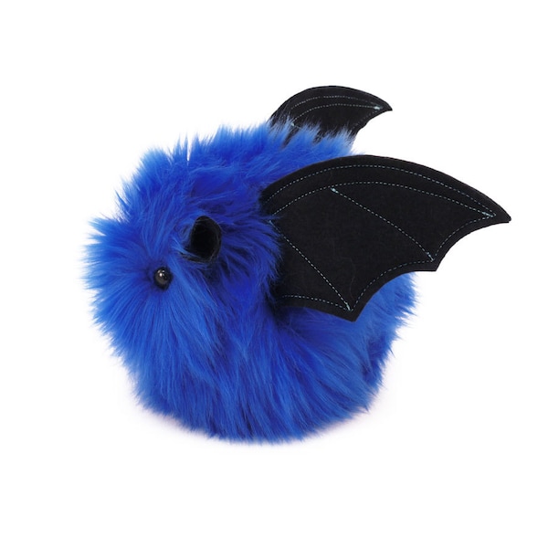 Stuffed Bat Halloween Toy Plush Blue Jet Small 4x5 Inches