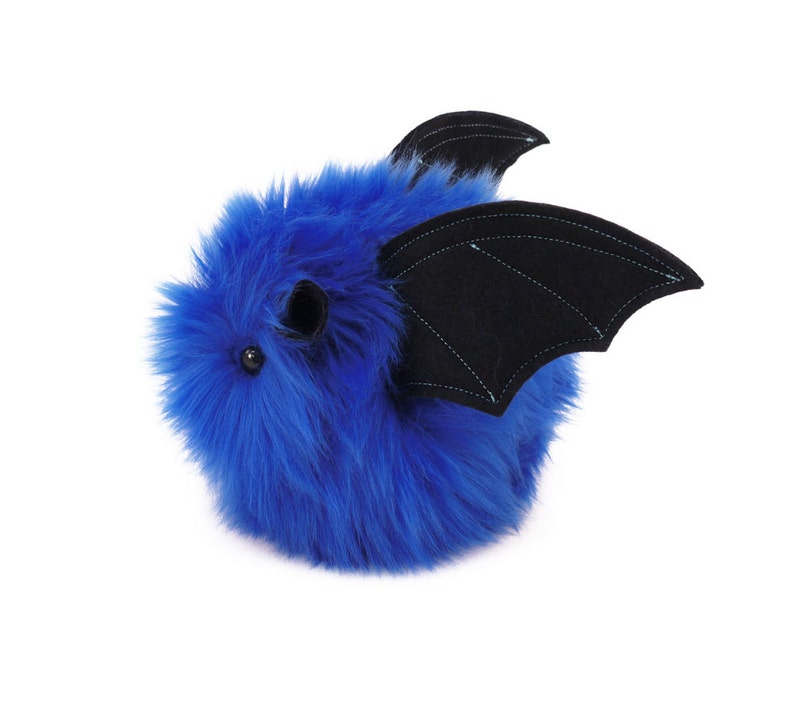 Stuffed Bat Halloween Toy Plush Blue Jet Small 4x5 Inches image 1