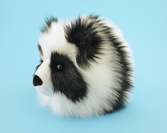 Panda Bear Plushie, Black and White Faux Fur Softie (8x10 Inches)