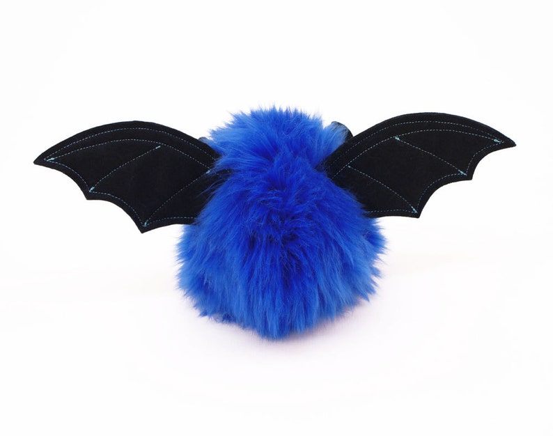 Stuffed Bat Halloween Toy Plush Blue Jet Small 4x5 Inches image 3