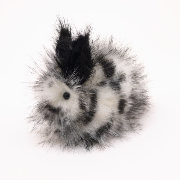 Stuffed Bunny Cute Black and White Spotted Plush Toy Leopold Bunny Rabbit Toy Small 4x5 Inches Stocking Stuffer Gift in Three Sizes