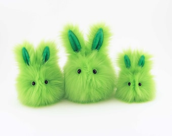Lime Green Easter Bunny Stuffed Animal Cute Plush Toy Herb Bunny Rabbit Small, Med, Large Sizes
