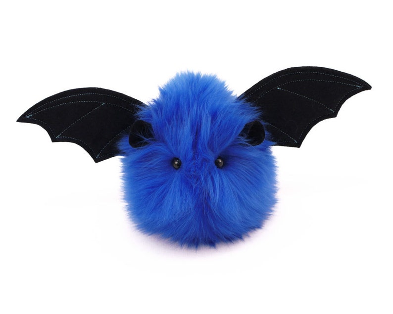 Stuffed Bat Halloween Toy Plush Blue Jet Small 4x5 Inches image 2