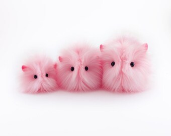 Pink Faux Fur Guinea Pig Plushie, Small/Medium/Large
