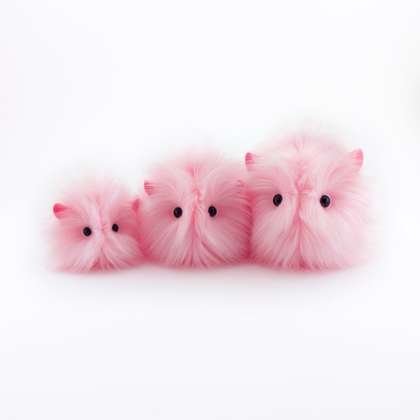 Pink Faux Fur Guinea Pig Plushie, Small/Medium/Large