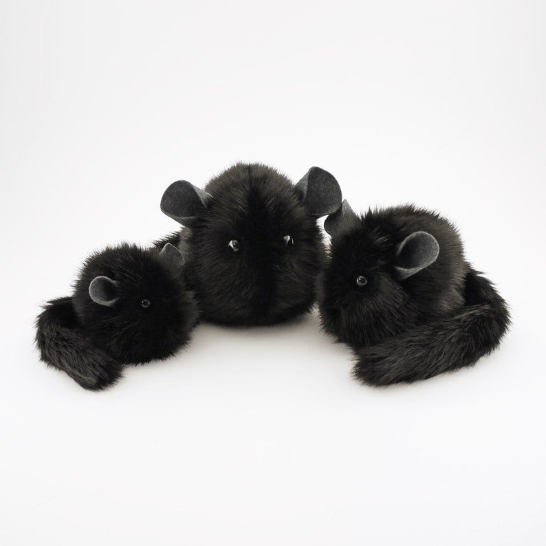 Stuffed Chinchilla Plush Toy Stuffed Animal Fuzziggles Ebony Small, Medium, and Large Sizes image 6