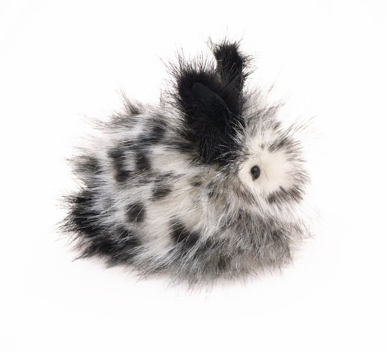 Stuffed Bunny Cute Black and White Spotted Plush Toy Leopold Bunny Rabbit Toy Small 4x5 Inches Stocking Stuffer Gift in Three Sizes 画像 3