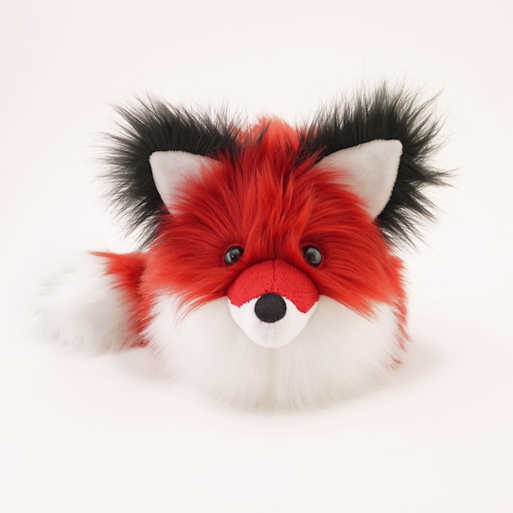 Poppy Red Fox Stuffed Animal Cute Fox Plush Toy Kawaii Plushie Holiday Gift  Fluffy Faux Fur Toy Large Red Fox Softie 6x10 Inches 