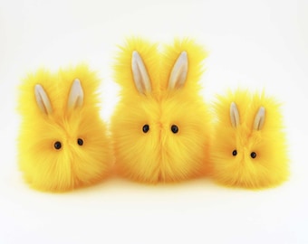 Yellow Faux Fur Bunny Plush - Easter Stuffed Animal
