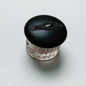 Vintage Ebony and Silver Crystal Rouge Powder Jar image 1