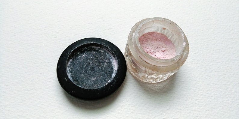 Vintage Ebony and Silver Crystal Rouge Powder Jar image 6