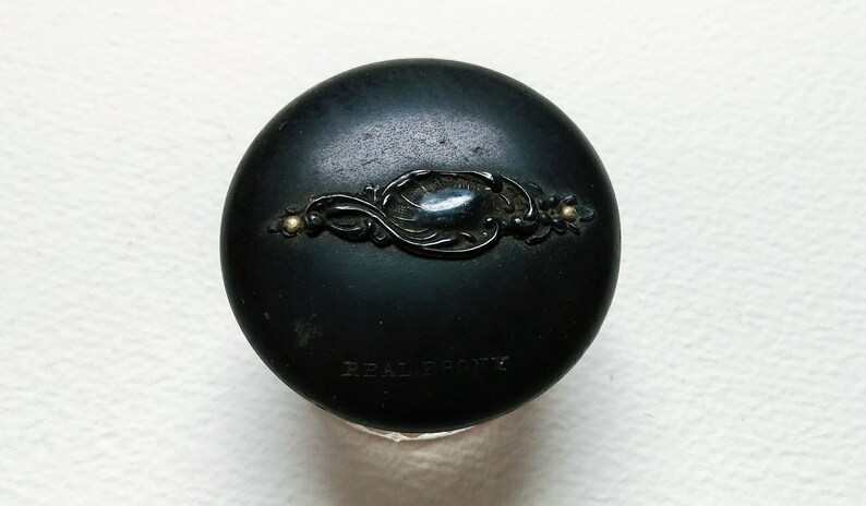 Vintage Ebony and Silver Crystal Rouge Powder Jar image 2