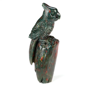 3.4&quot; Bloodstone Hand Carved Crystal Bird Sculpture, Crystal Healing