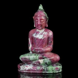 2.4" Ruby Zoisite Hand Carved Crystal Buddha Sculpture, Crystal Healing
