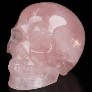 3.5&quot; Rose Quartz Hand Carved Crystal Skull, Home Decor Sculpture, Crystal Gift